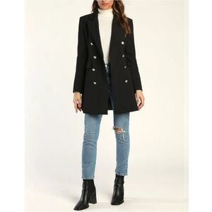 Lulu's Captain's Blog Black Double Breasted Coat Size XS